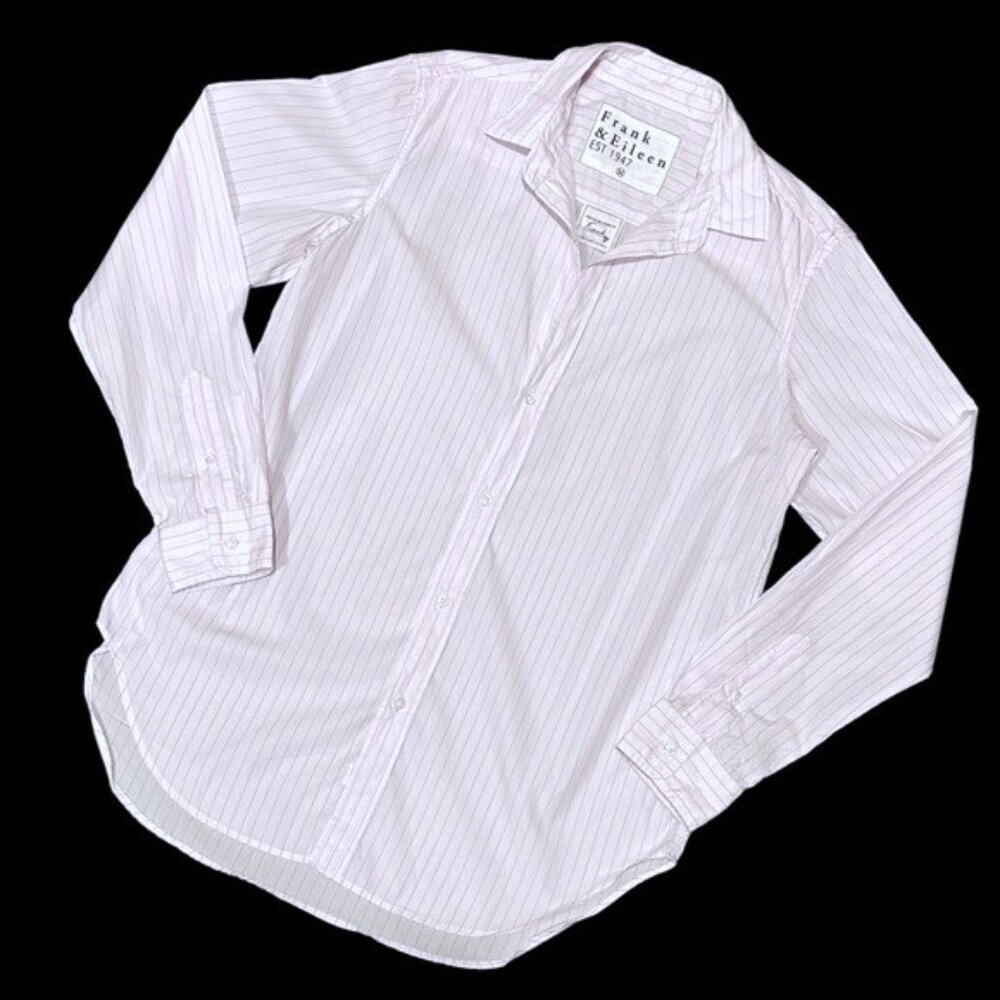 Frank & Eileen • Frank Classic Button Up | Pink w/ Blue Pinstripes || Medium